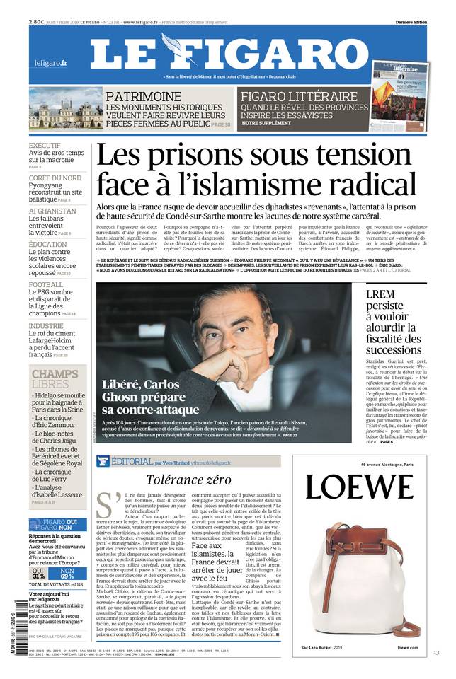 Le Figaro Une du 7 mars 2019