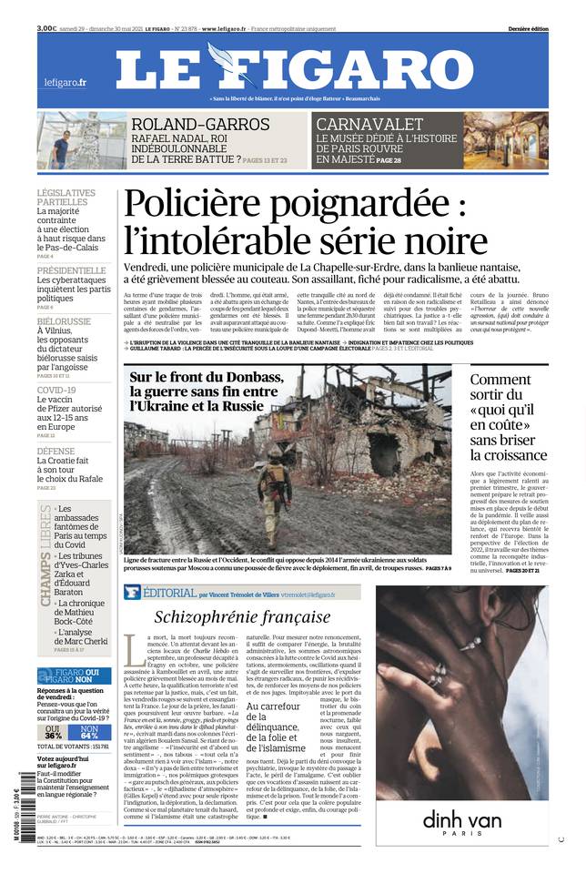 Le Figaro Une du 29 mai 2021