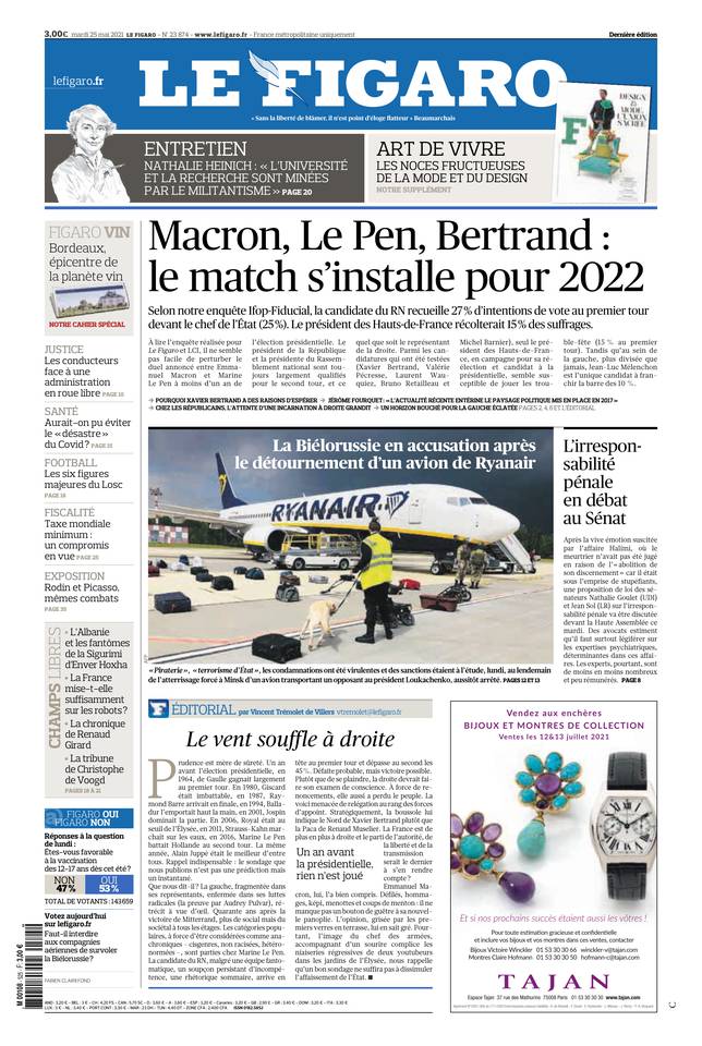 Le Figaro Une du 25 mai 2021