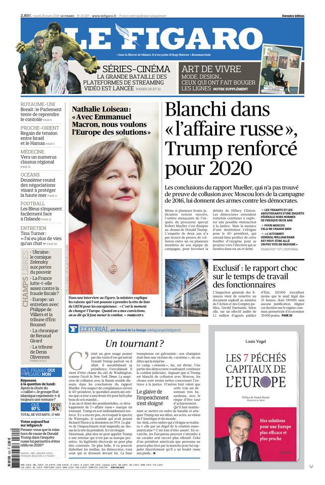 Le Figaro Une du 26 mars 2019