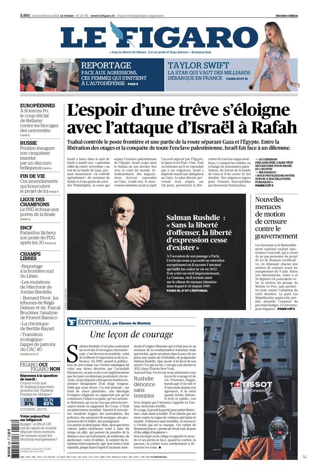 Le Figaro Une du 8 mai 2024