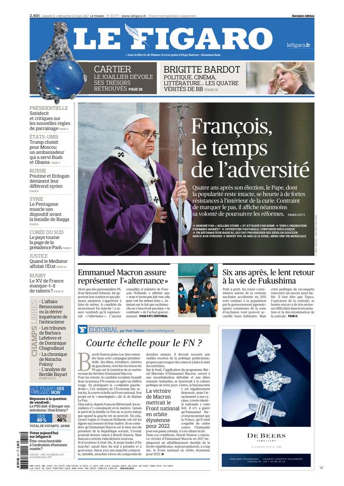 Le Figaro Une du 11 mars 2017