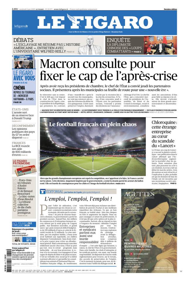 Le Figaro Une du 5 juin 2020