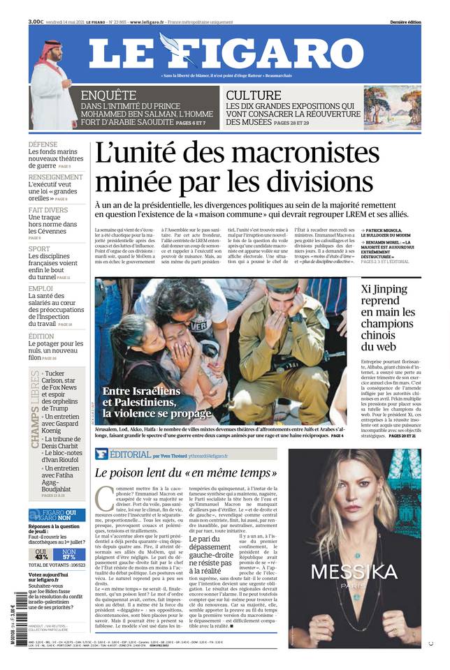 Le Figaro Une du 14 mai 2021