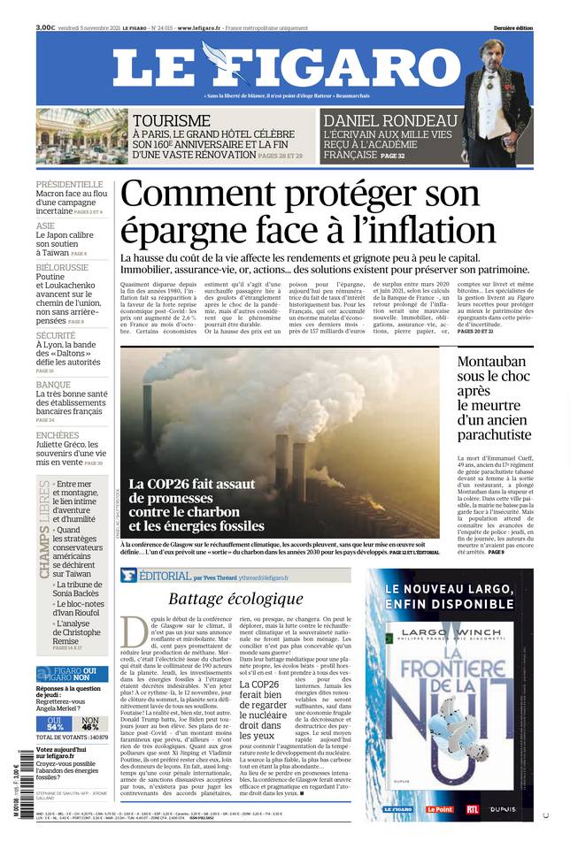 Le Figaro Une du 5 novembre 2021