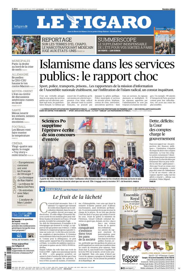 Le Figaro Une du 26 juin 2019