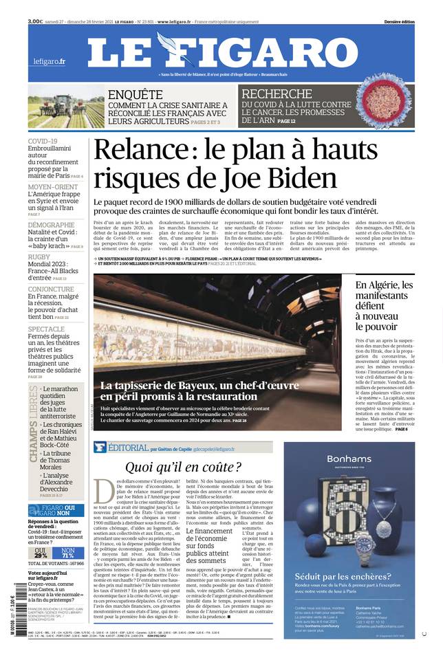Le Figaro Une du 27 février 2021
