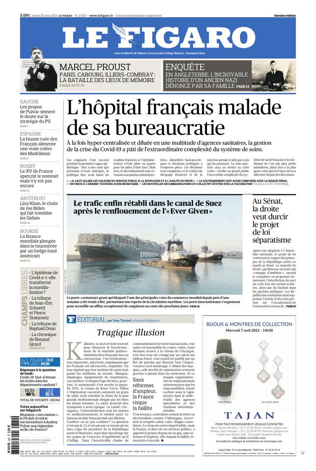 Le Figaro Une du 30 mars 2021