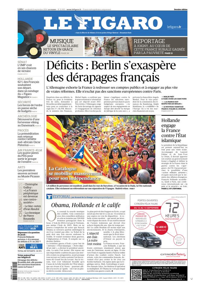 Le Figaro du 12 septembre 2014 Le Kiosque Figaro Digital Le Figaro du 12 septembre 2014 Le Kiosque Figaro Digital