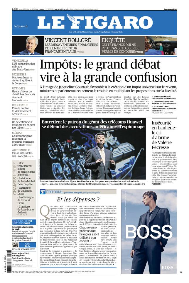 Le Figaro Une du 26 février 2019