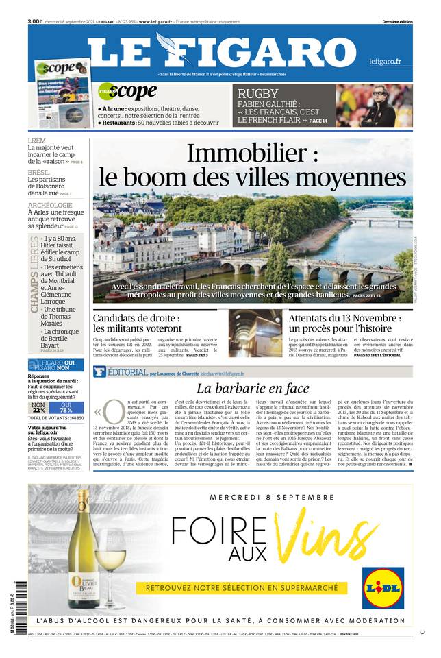 Le Figaro Une du 8 septembre 2021