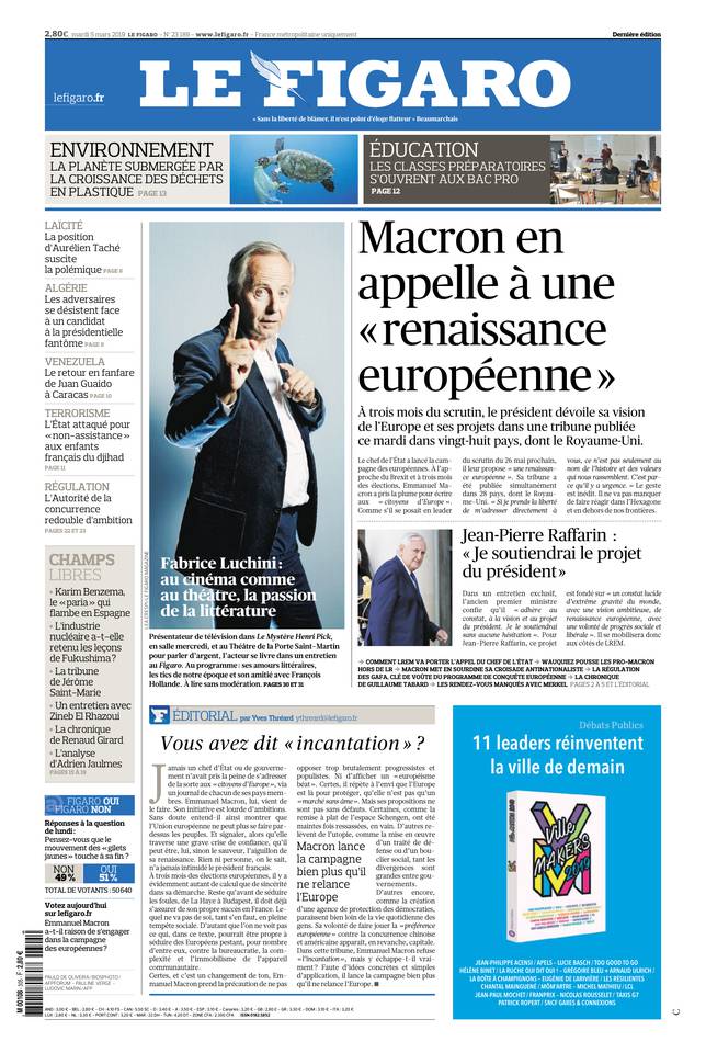 Le Figaro Une du 5 mars 2019