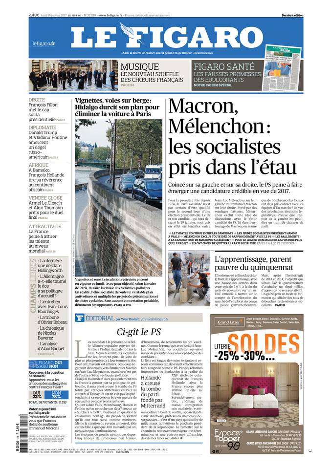 Le Figaro Une du 16 janvier 2017