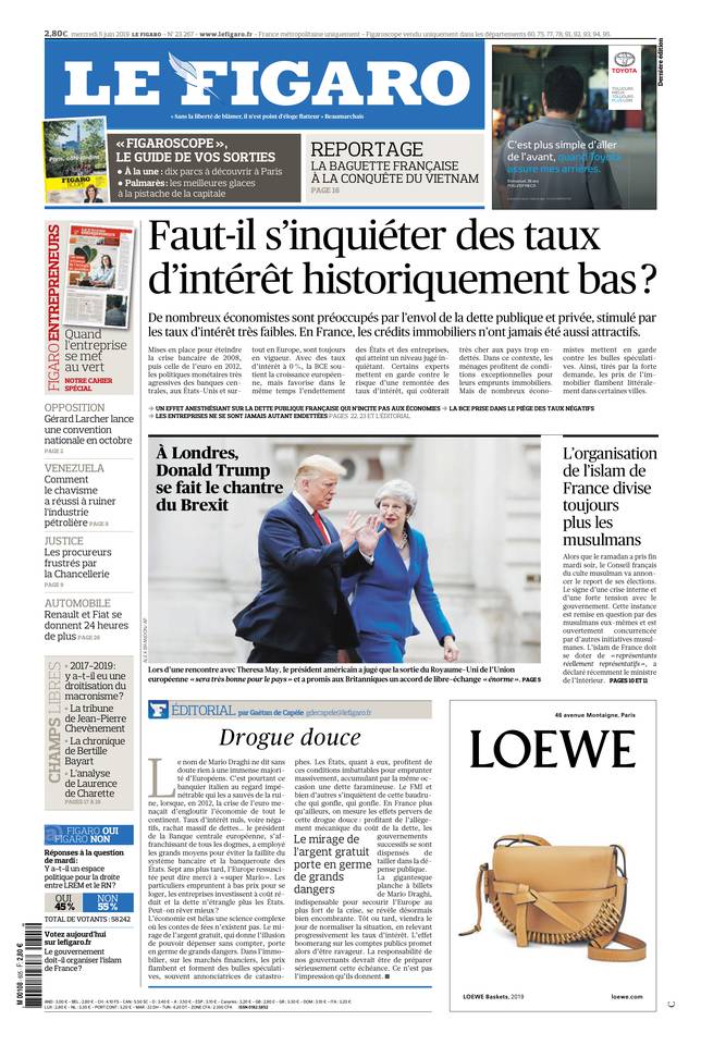 Le Figaro Une du 5 juin 2019