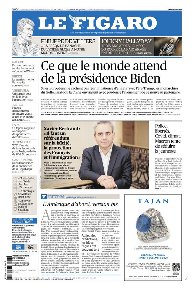 Le Figaro Une du 5 décembre 2020