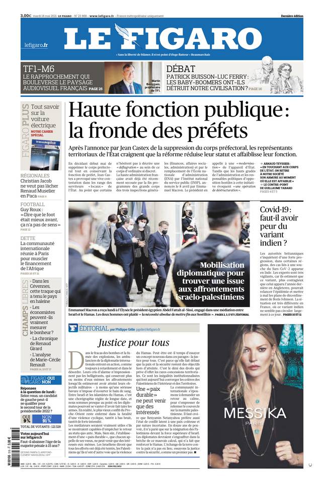 Le Figaro Une du 18 mai 2021