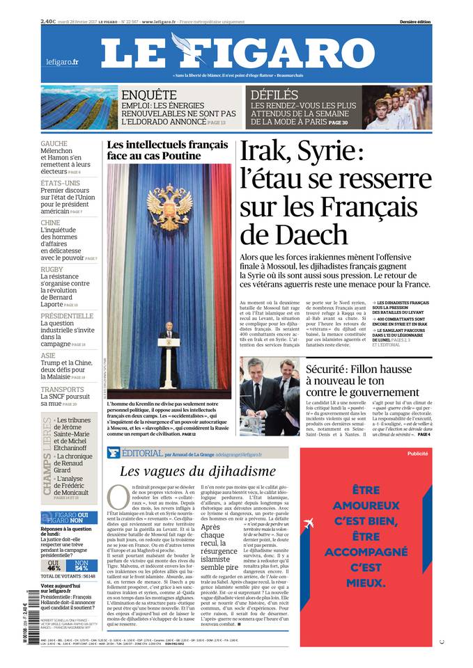 Le Figaro Une du 28 février 2017