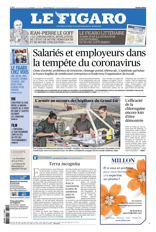Le Figaro Une du 19 mars 2020