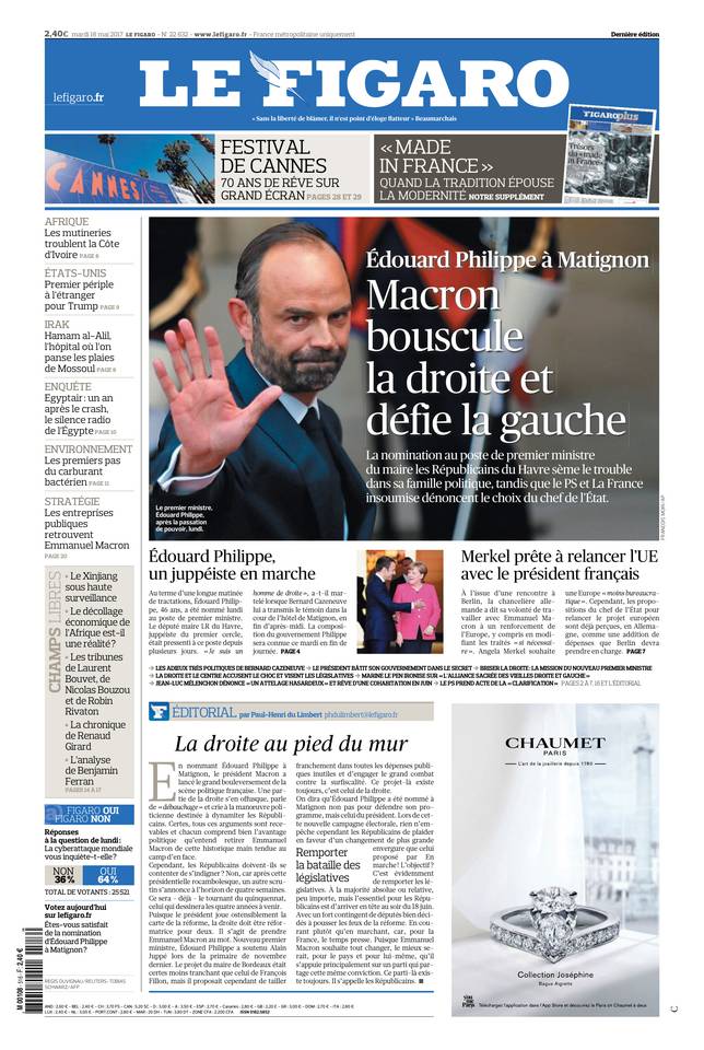Le Figaro Une du 16 mai 2017