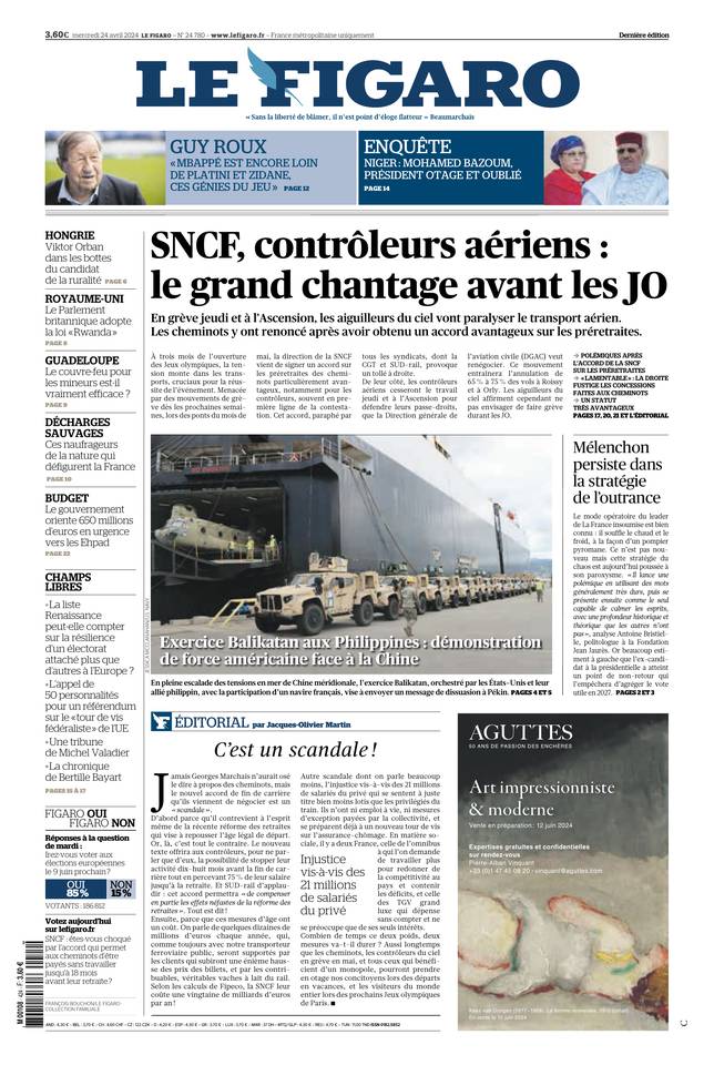 Le Figaro Une du 24 avril 2024