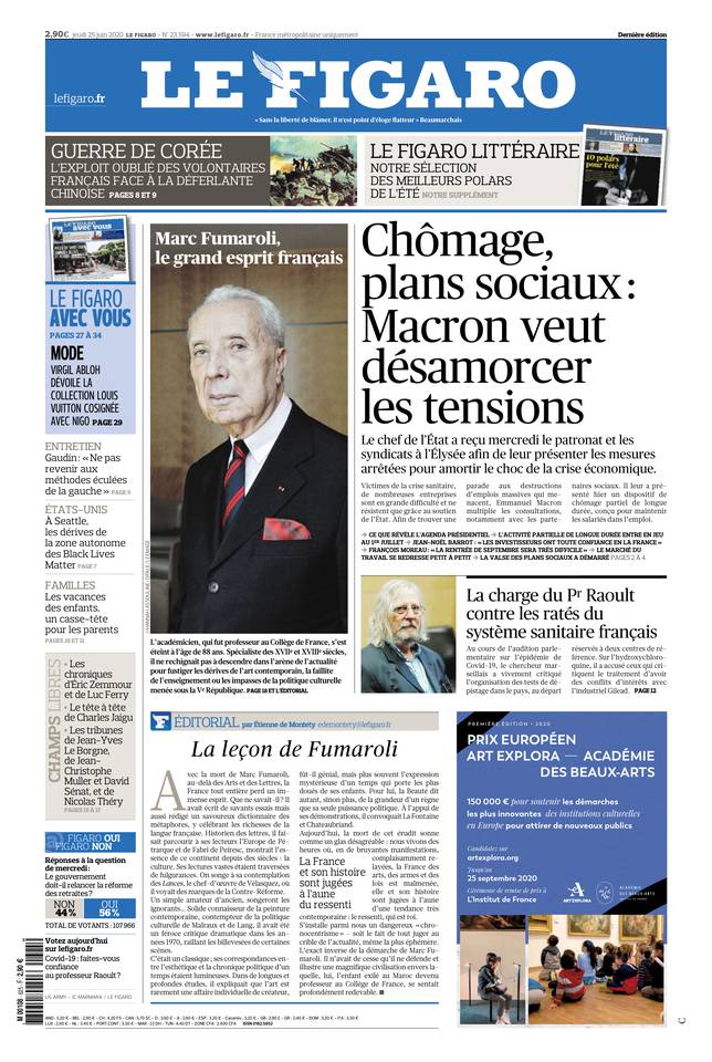Le Figaro Une du 25 juin 2020