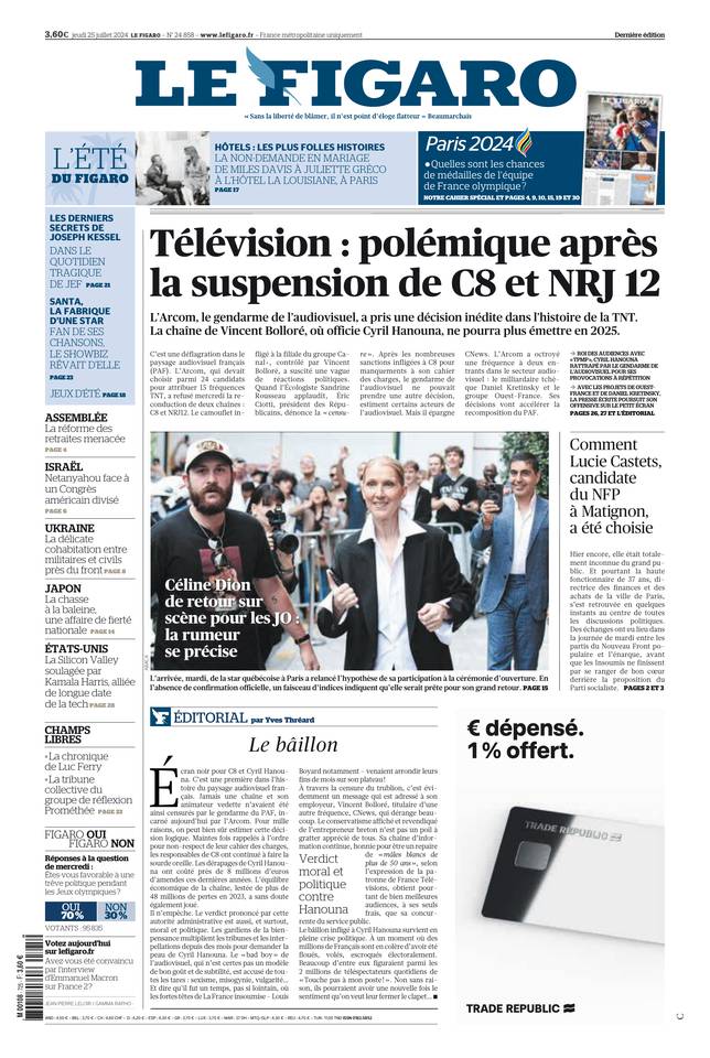 Le Figaro édition numérique du 25 juillet 2024