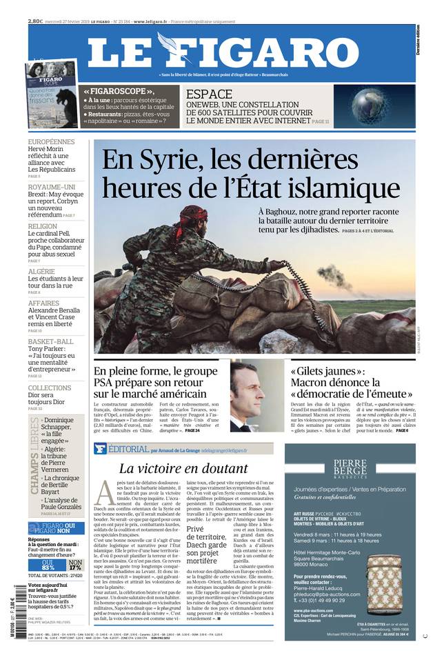 Le Figaro Une du 27 février 2019
