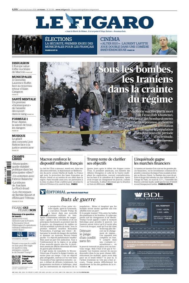 Le Figaro digital edition: consult and download the March 4, 2026 edition. Enjoy your reading!