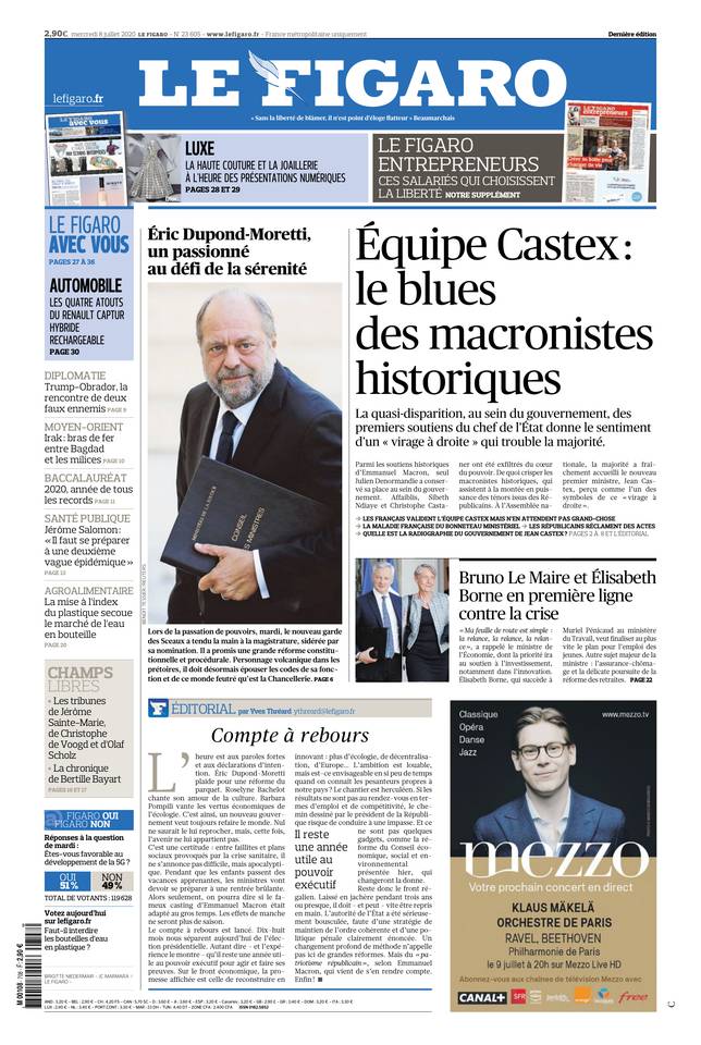 Le Figaro Une du 8 juillet 2020