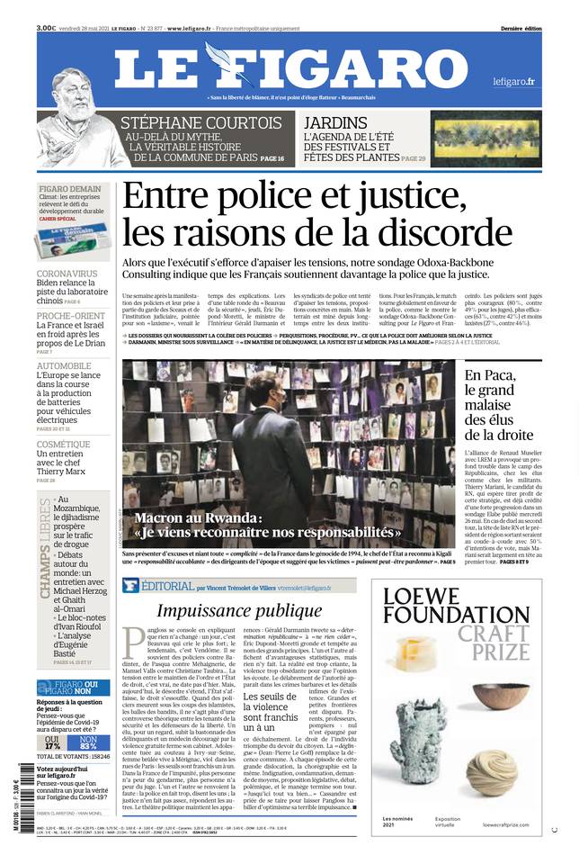 Le Figaro Une du 28 mai 2021