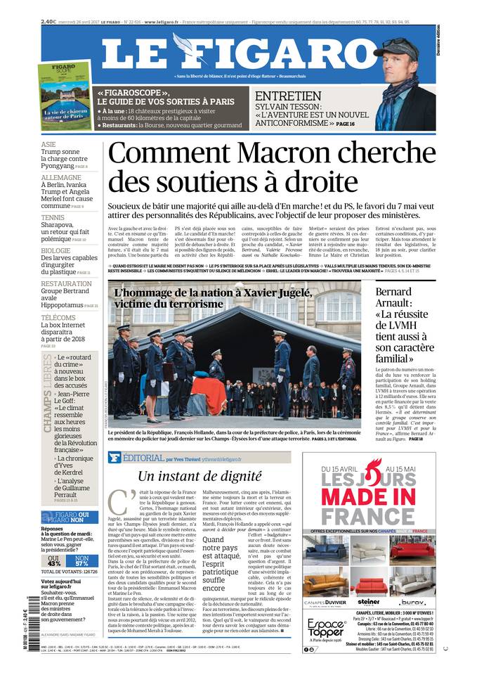 Le Figaro Une du 26 avril 2017