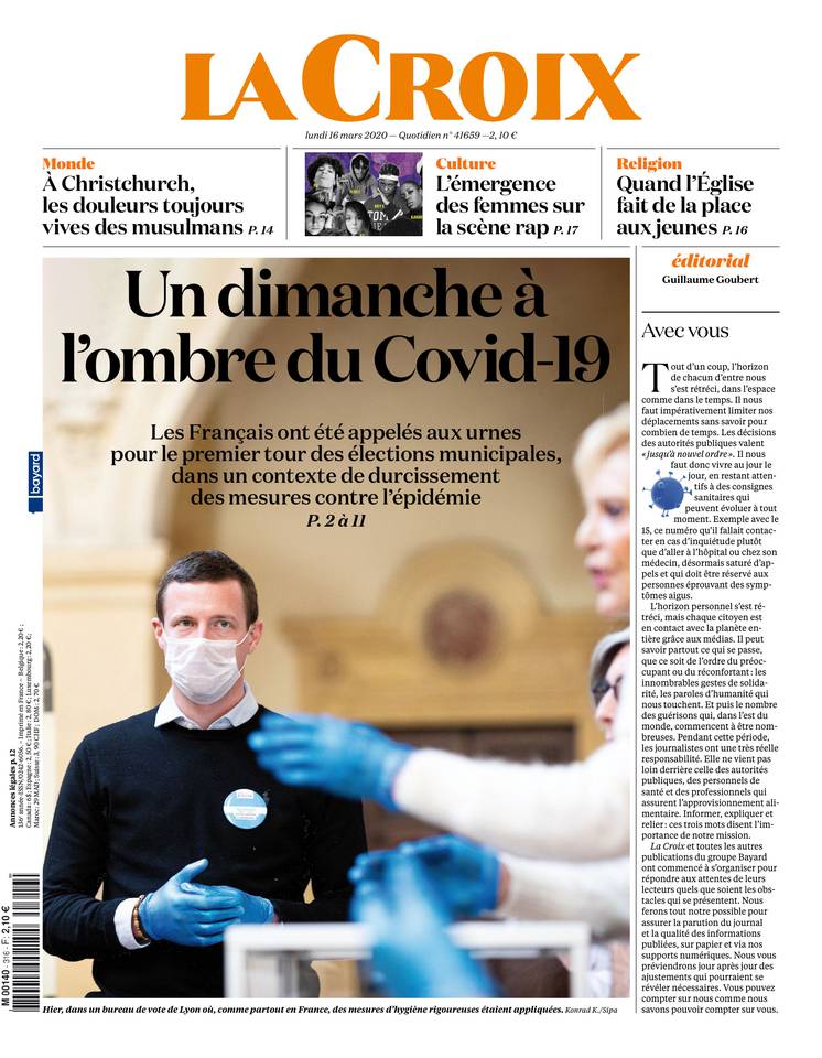 16 Mars 2020 - La Croix - Journal En Ligne