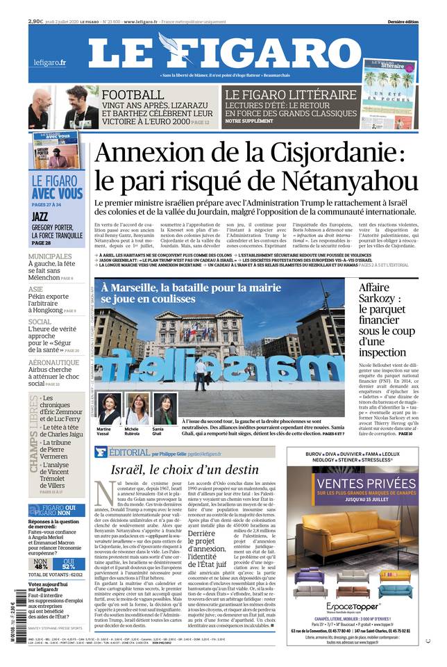 Le Figaro Une du 2 juillet 2020