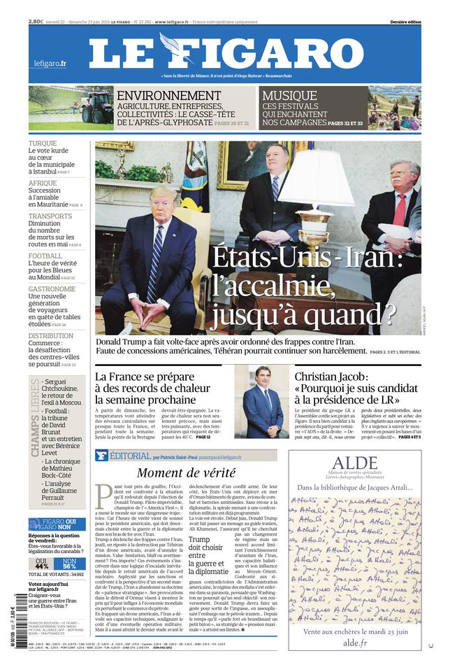 Le Figaro Une du 22 juin 2019