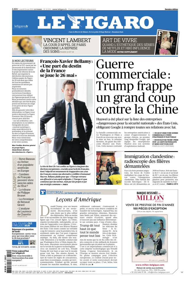 Le Figaro Une du 21 mai 2019