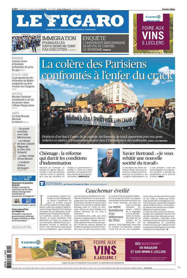 Le Figaro Une du 1 octobre 2021