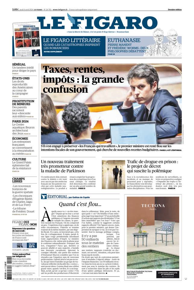Le Figaro Une du 4 avril 2024