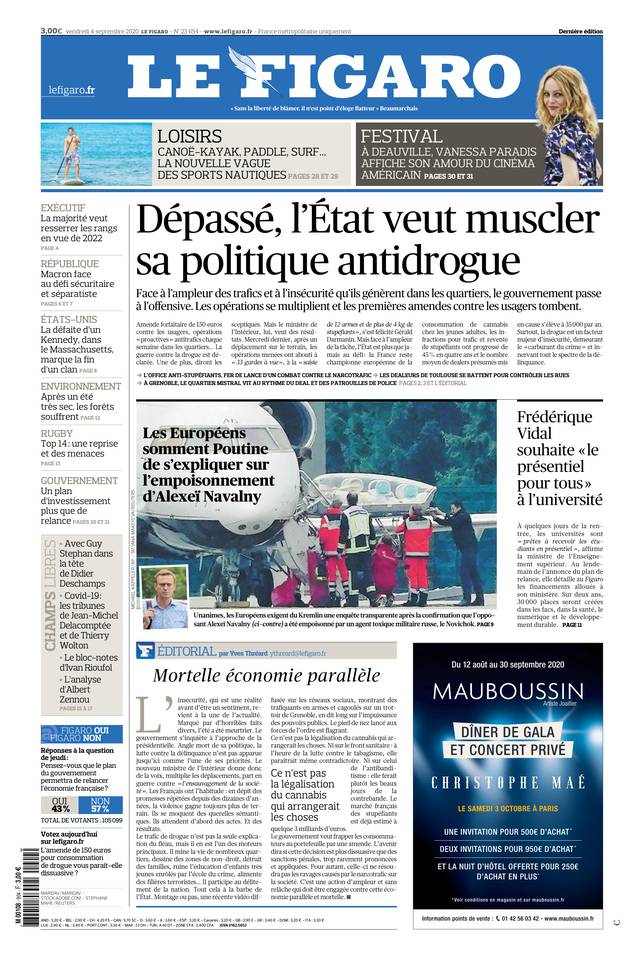 Le Figaro Une du 4 septembre 2020