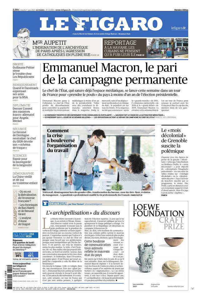 Le Figaro Une du 1 juin 2021