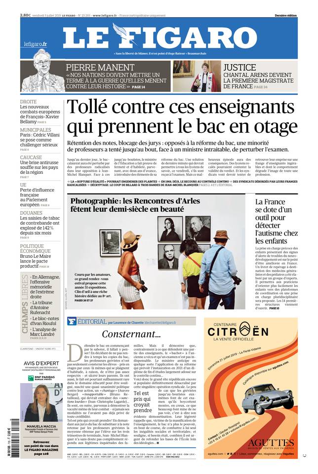 Le Figaro Une du 5 juillet 2019