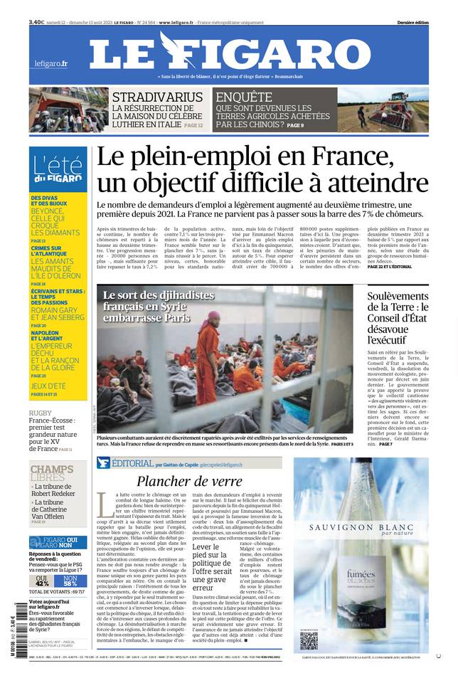 Le Figaro édition numérique du 12 août 2023