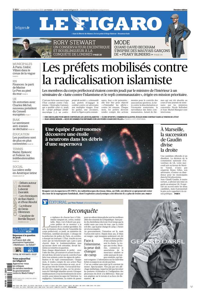 Le Figaro Une du 29 novembre 2019