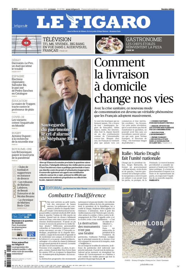 Le Figaro Une du 13 février 2021