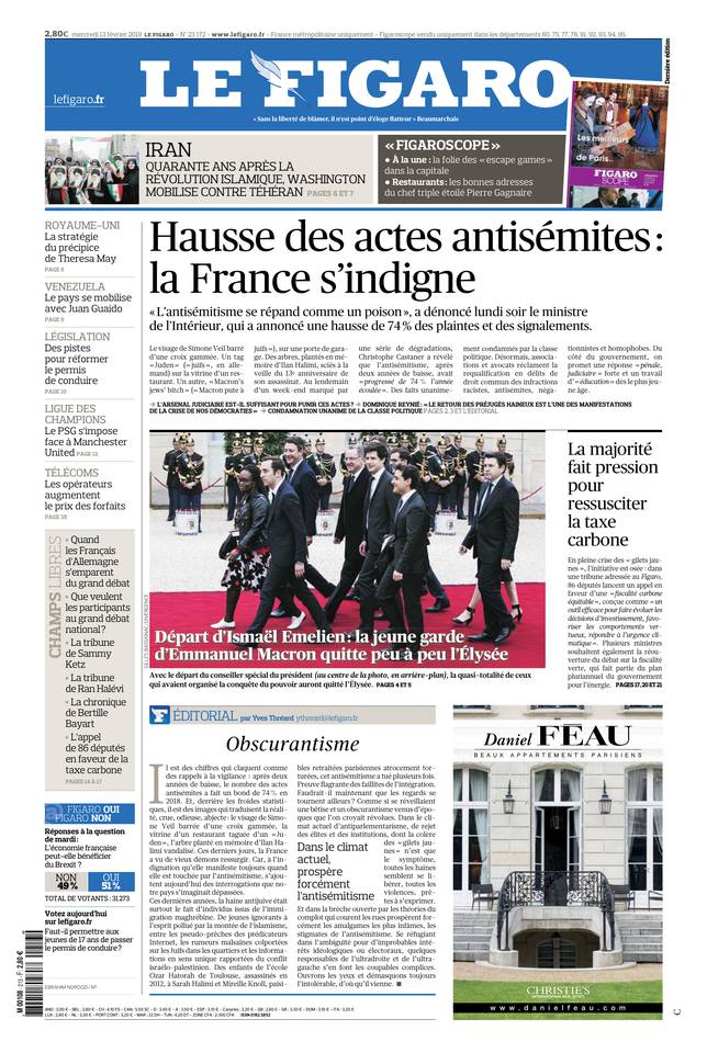 Le Figaro Une du 13 février 2019