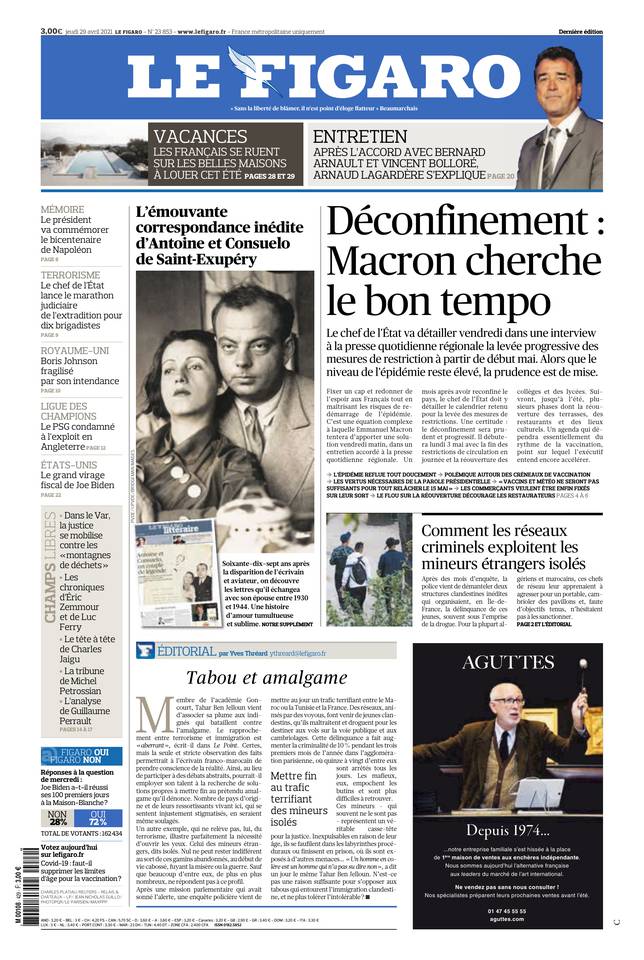Le Figaro Une du 29 avril 2021