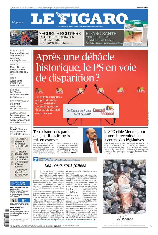 Le Figaro Une du 26 juin 2017