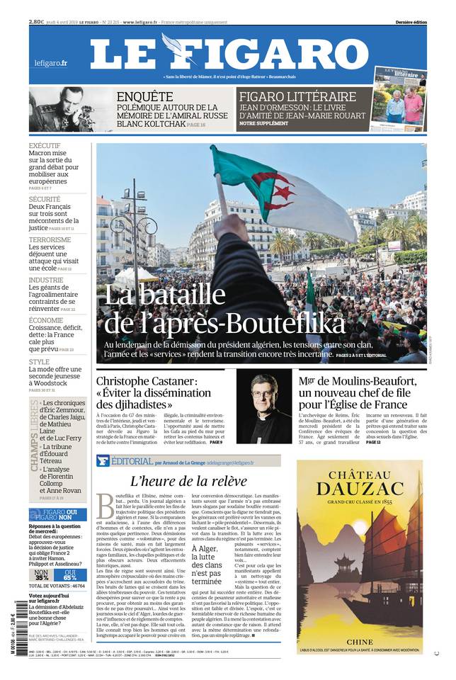 Le Figaro Une du 4 avril 2019