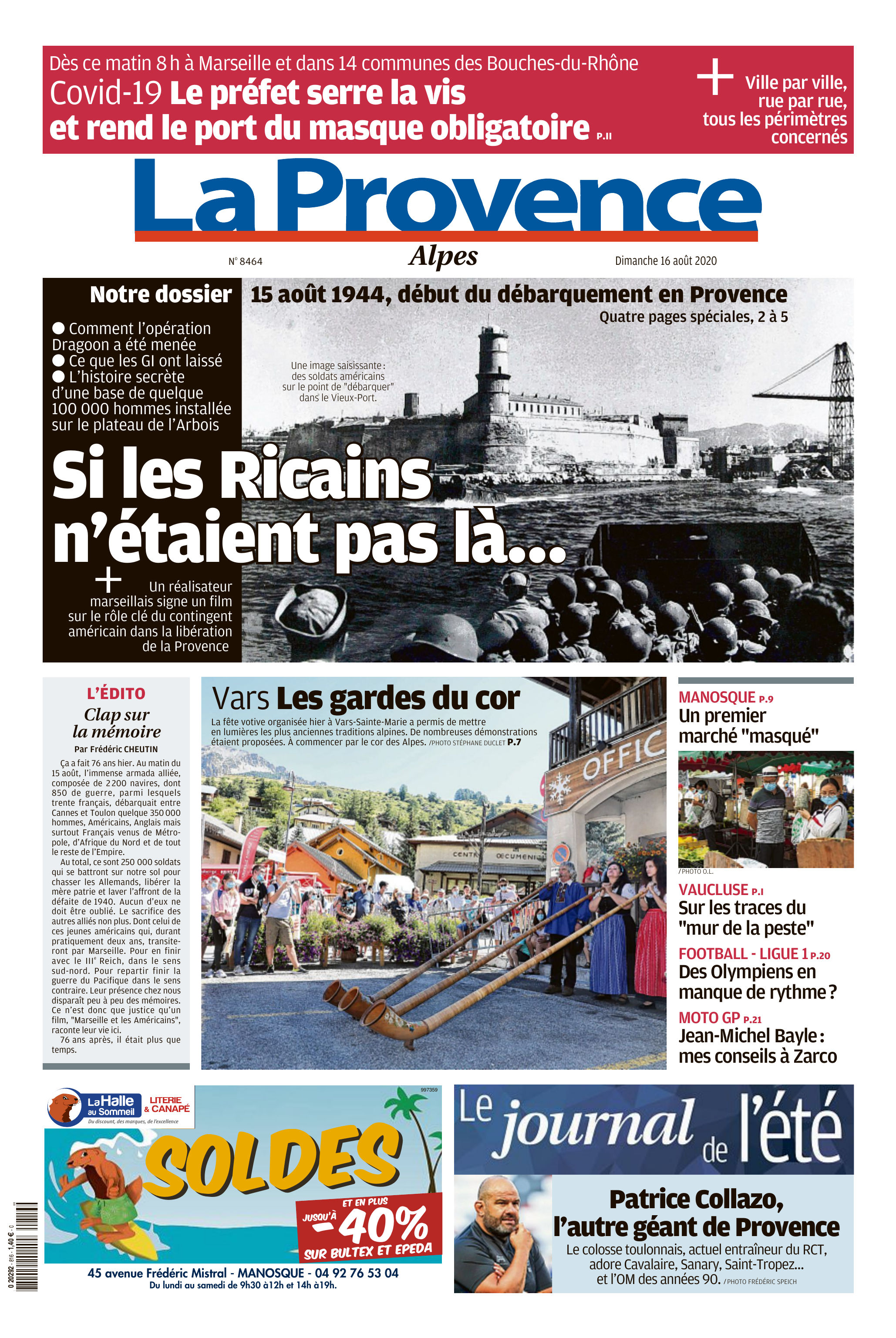 [Journal] La Provence alpes du dimanche 16 aout 2020