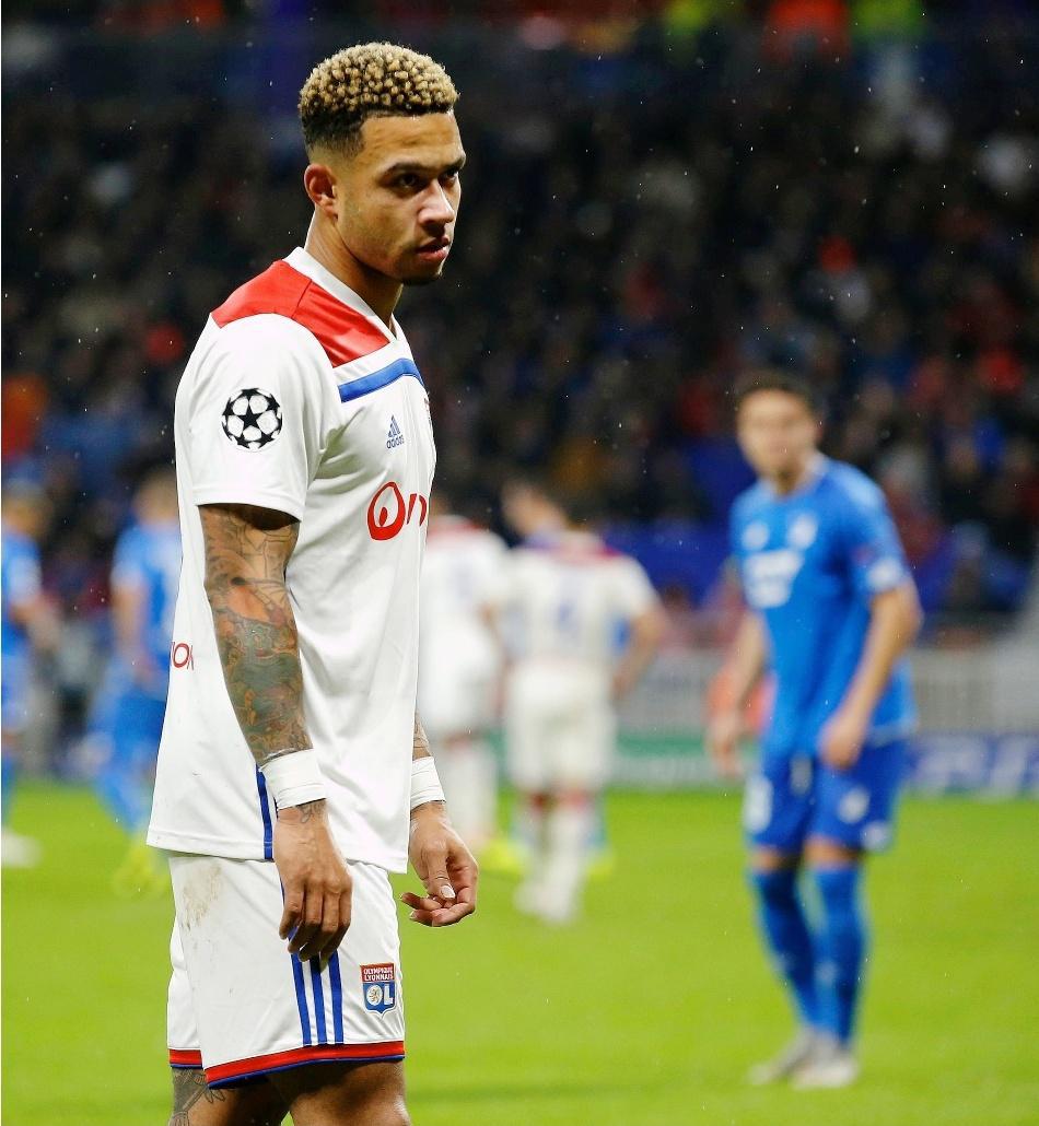 HERVÉ PENOT,Memphis Depay, sur la pelouse du Groupama Stadium, mercredi, lors du match de C 1 face à Hoffenheim (2-2).