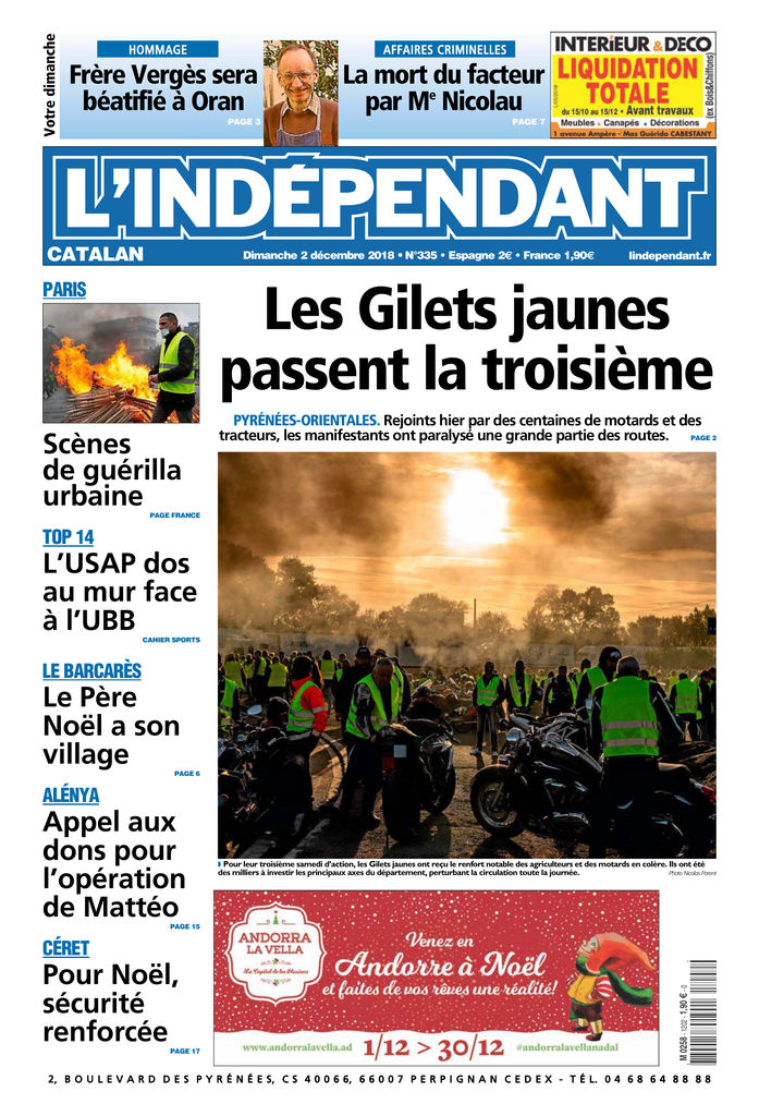 Lindépendant Edition Du 2 Déc 2018 Sfr Presse